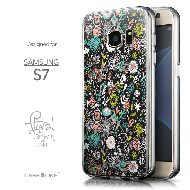 Front & Side View - CASEiLIKE Samsung Galaxy S7 back cover Spring Forest Black 2244