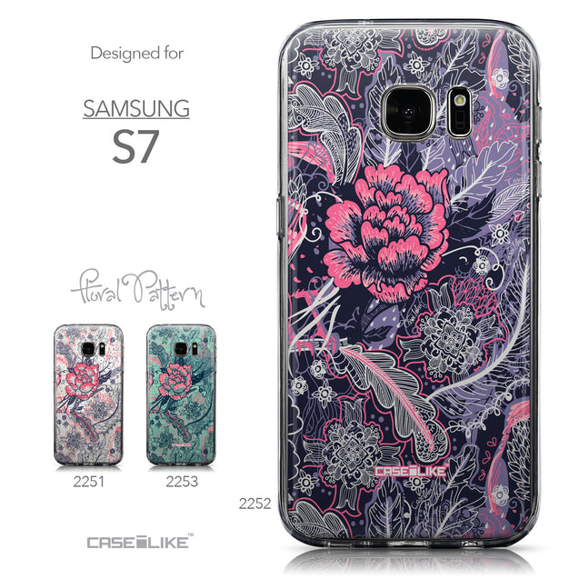 Collection - CASEiLIKE Samsung Galaxy S7 back cover Vintage Roses and Feathers Blue 2252
