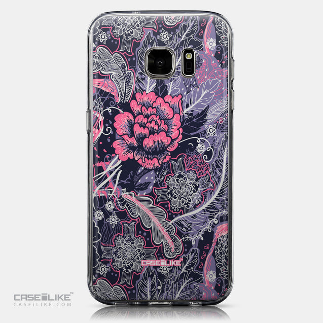 CASEiLIKE Samsung Galaxy S7 back cover Vintage Roses and Feathers Blue 2252