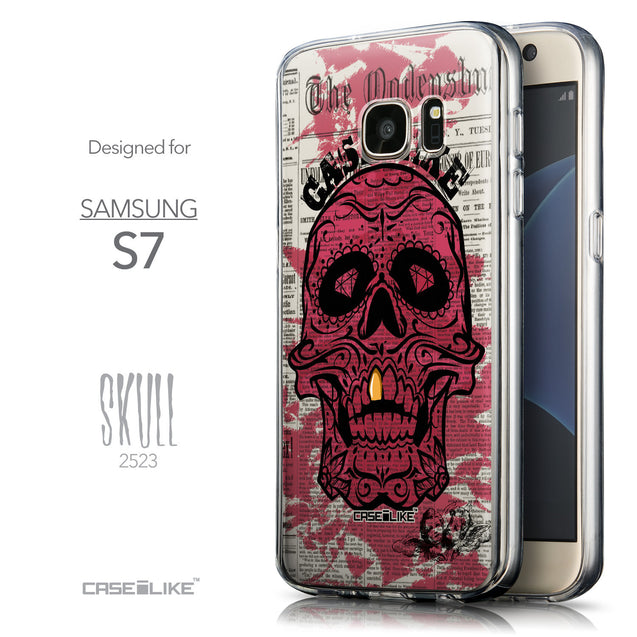 Front & Side View - CASEiLIKE Samsung Galaxy S7 back cover Art of Skull 2523