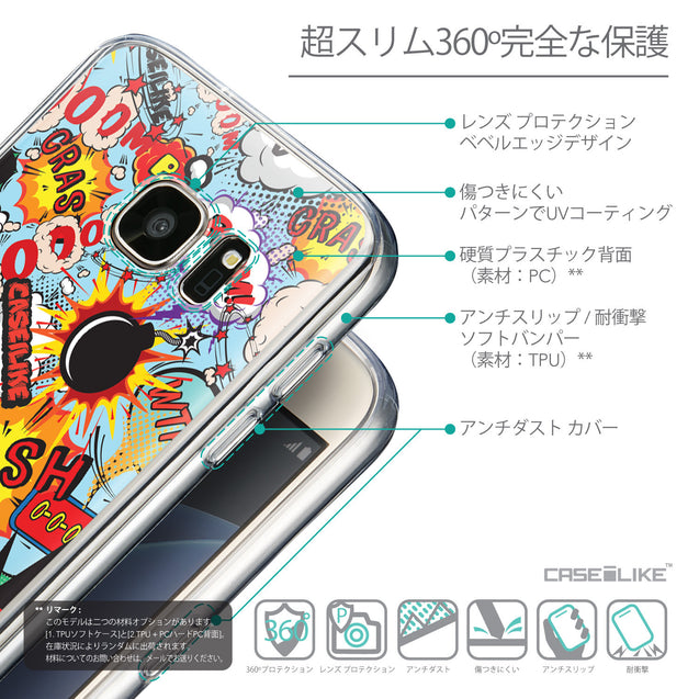 Details in Japanese - CASEiLIKE Samsung Galaxy S7 back cover Comic Captions Blue 2913