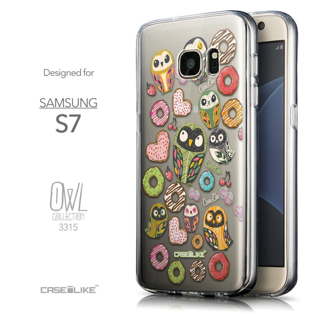 Front & Side View - CASEiLIKE Samsung Galaxy S7 back cover Owl Graphic Design 3315