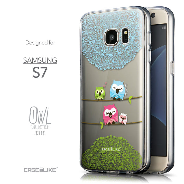 Front & Side View - CASEiLIKE Samsung Galaxy S7 back cover Owl Graphic Design 3318
