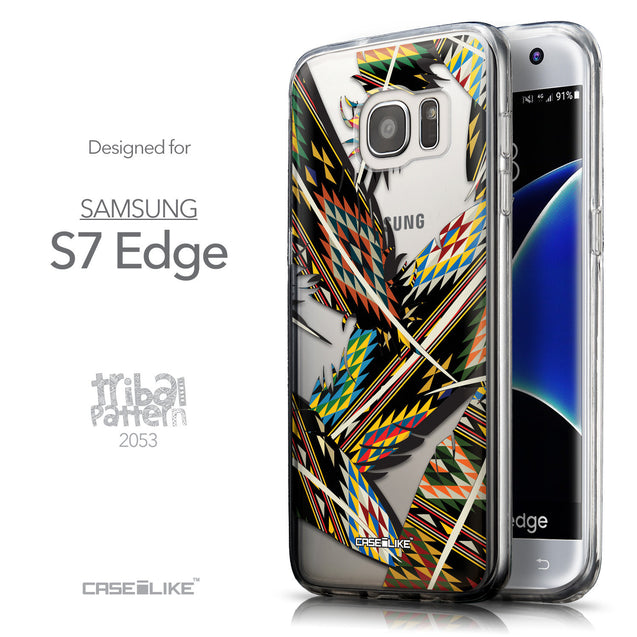 Front & Side View - CASEiLIKE Samsung Galaxy S7 Edge back cover Indian Tribal Theme Pattern 2053