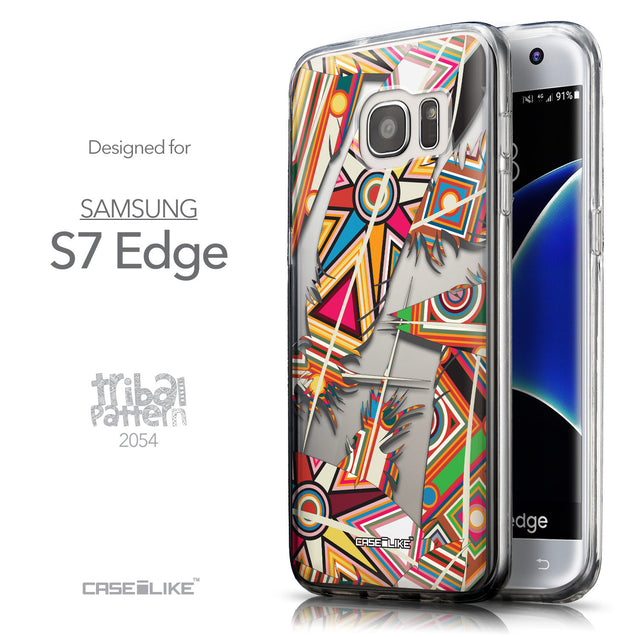 Front & Side View - CASEiLIKE Samsung Galaxy S7 Edge back cover Indian Tribal Theme Pattern 2054