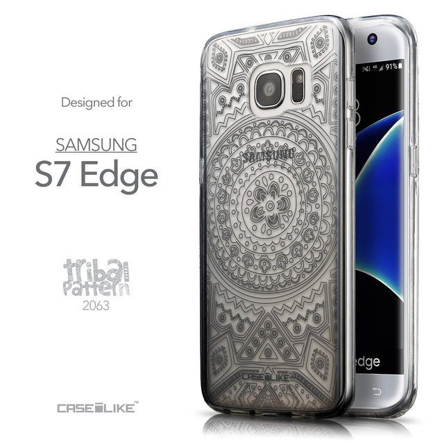 Front & Side View - CASEiLIKE Samsung Galaxy S7 Edge back cover Indian Line Art 2063