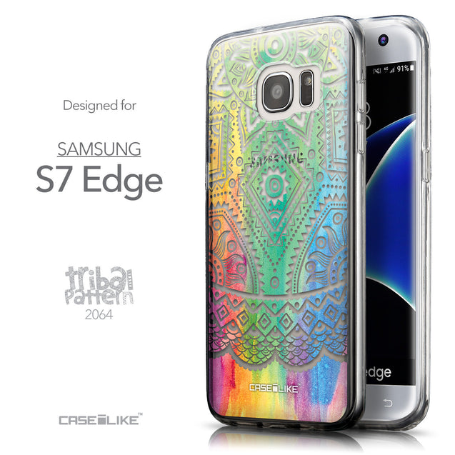 Front & Side View - CASEiLIKE Samsung Galaxy S7 Edge back cover Indian Line Art 2064