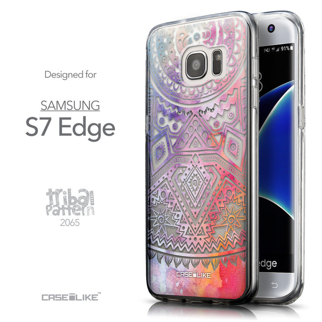 Front & Side View - CASEiLIKE Samsung Galaxy S7 Edge back cover Indian Line Art 2065