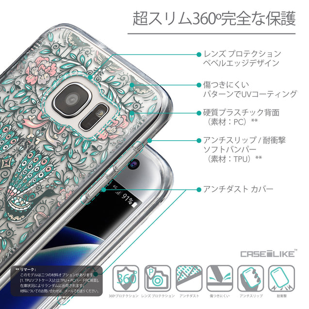 Details in Japanese - CASEiLIKE Samsung Galaxy S7 Edge back cover Roses Ornamental Skulls Peacocks 2226