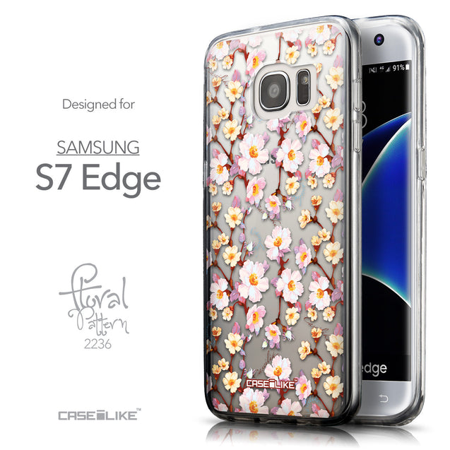Front & Side View - CASEiLIKE Samsung Galaxy S7 Edge back cover Watercolor Floral 2236