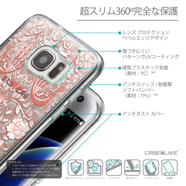 Details in Japanese - CASEiLIKE Samsung Galaxy S7 Edge back cover Roses Ornamental Skulls Peacocks 2237