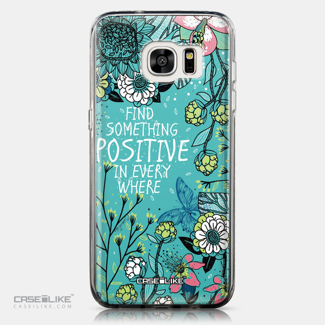CASEiLIKE Samsung Galaxy S7 Edge back cover Blooming Flowers Turquoise 2249