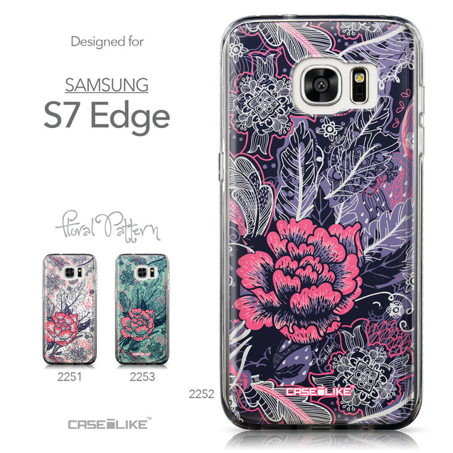 Collection - CASEiLIKE Samsung Galaxy S7 Edge back cover Vintage Roses and Feathers Blue 2252