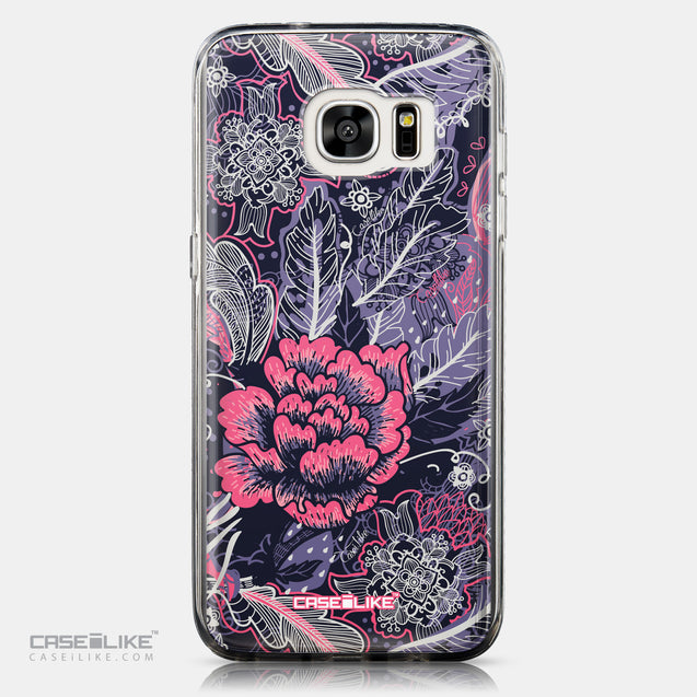 CASEiLIKE Samsung Galaxy S7 Edge back cover Vintage Roses and Feathers Blue 2252