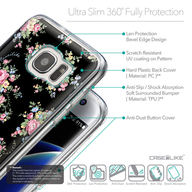 Details in English - CASEiLIKE Samsung Galaxy S7 Edge back cover Floral Rose Classic 2261