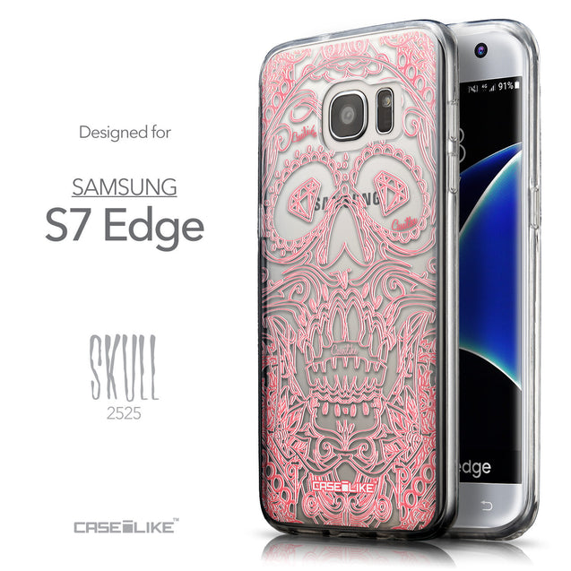 Front & Side View - CASEiLIKE Samsung Galaxy S7 Edge back cover Art of Skull 2525