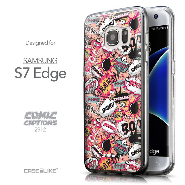 Front & Side View - CASEiLIKE Samsung Galaxy S7 Edge back cover Comic Captions Pink 2912