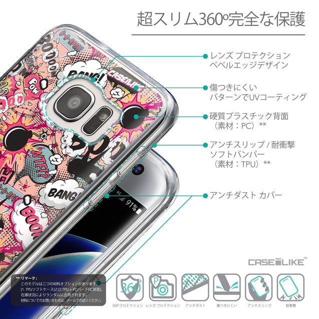 Details in Japanese - CASEiLIKE Samsung Galaxy S7 Edge back cover Comic Captions Pink 2912