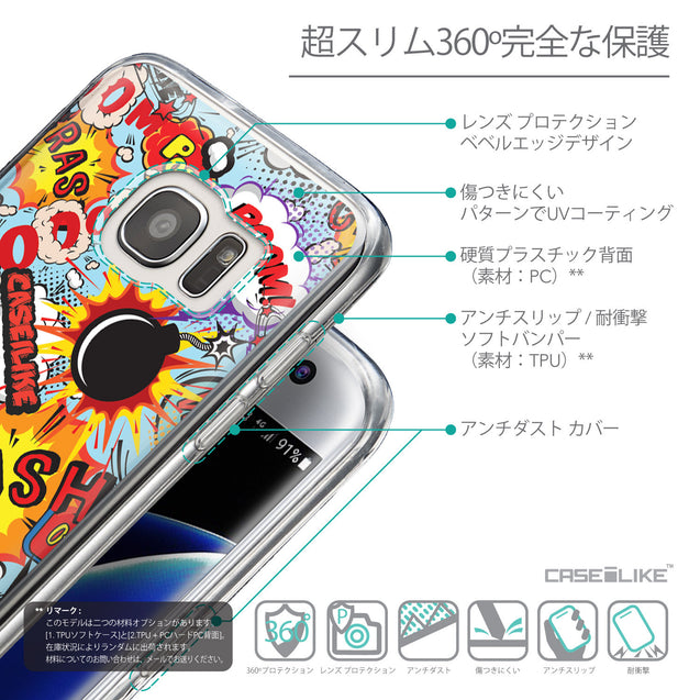 Details in Japanese - CASEiLIKE Samsung Galaxy S7 Edge back cover Comic Captions Blue 2913