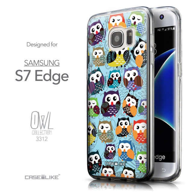 Front & Side View - CASEiLIKE Samsung Galaxy S7 Edge back cover Owl Graphic Design 3312