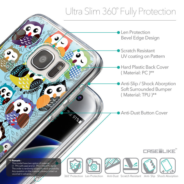 Details in English - CASEiLIKE Samsung Galaxy S7 Edge back cover Owl Graphic Design 3312