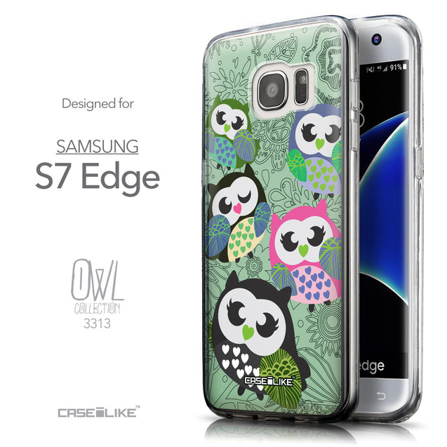 Front & Side View - CASEiLIKE Samsung Galaxy S7 Edge back cover Owl Graphic Design 3313