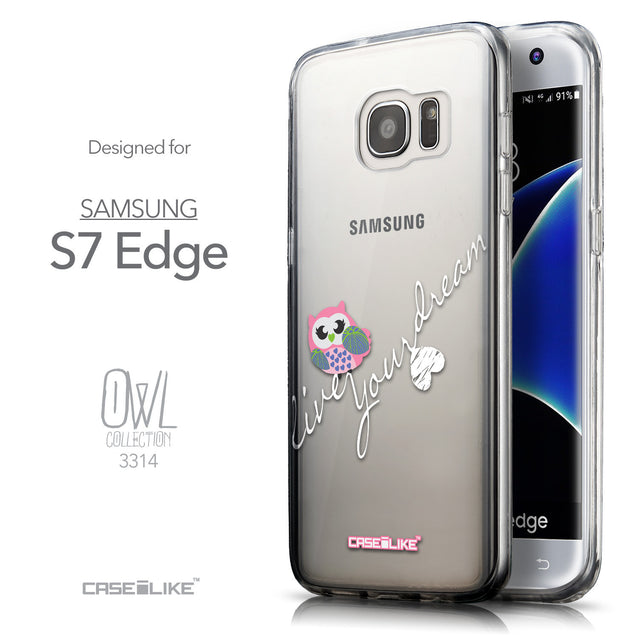 Front & Side View - CASEiLIKE Samsung Galaxy S7 Edge back cover Owl Graphic Design 3314