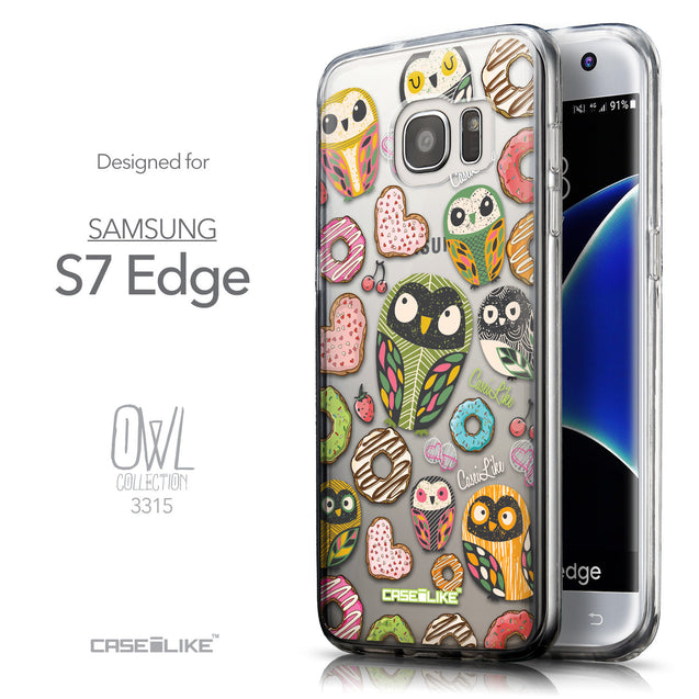 Front & Side View - CASEiLIKE Samsung Galaxy S7 Edge back cover Owl Graphic Design 3315