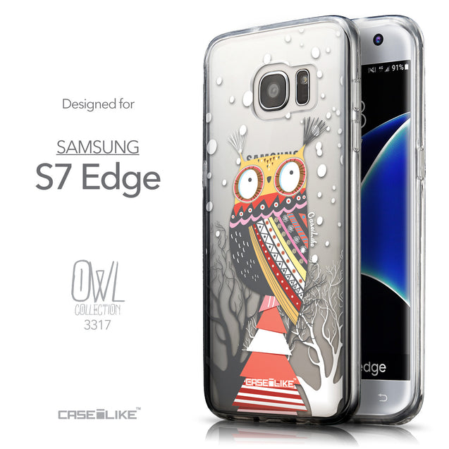 Front & Side View - CASEiLIKE Samsung Galaxy S7 Edge back cover Owl Graphic Design 3317