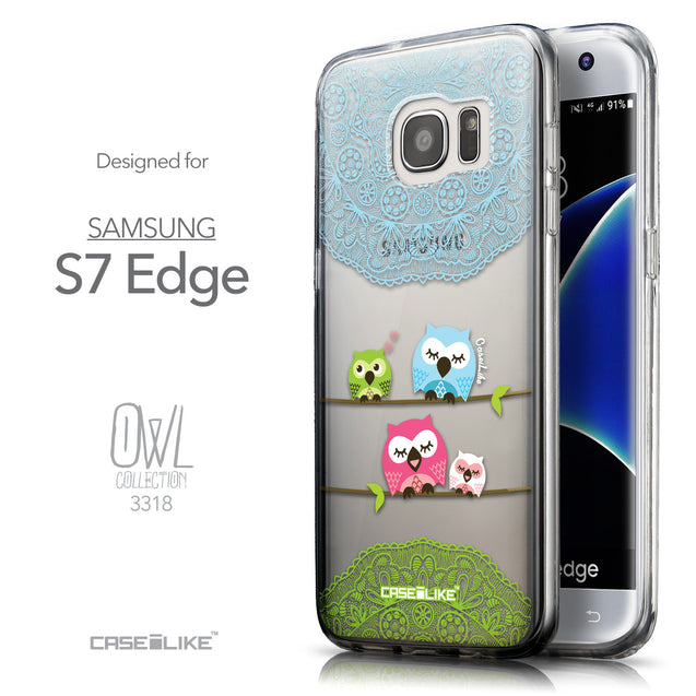 Front & Side View - CASEiLIKE Samsung Galaxy S7 Edge back cover Owl Graphic Design 3318