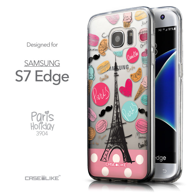 Front & Side View - CASEiLIKE Samsung Galaxy S7 Edge back cover Paris Holiday 3904