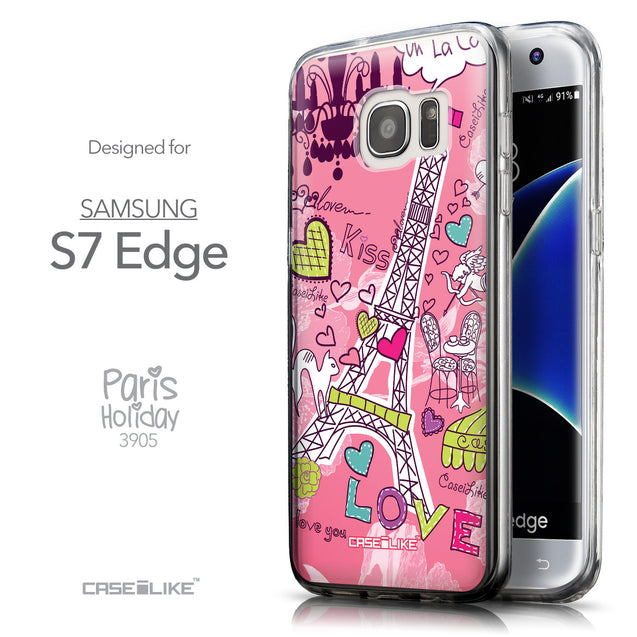 Front & Side View - CASEiLIKE Samsung Galaxy S7 Edge back cover Paris Holiday 3905