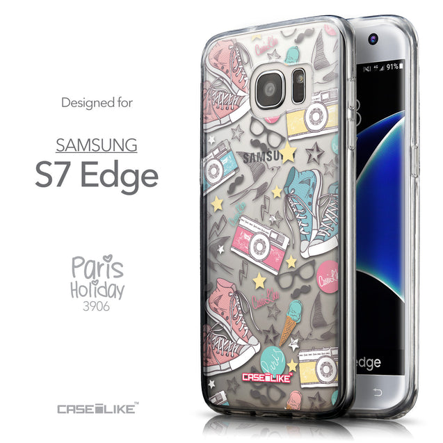 Front & Side View - CASEiLIKE Samsung Galaxy S7 Edge back cover Paris Holiday 3906