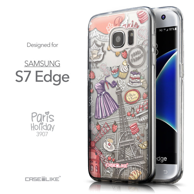Front & Side View - CASEiLIKE Samsung Galaxy S7 Edge back cover Paris Holiday 3907