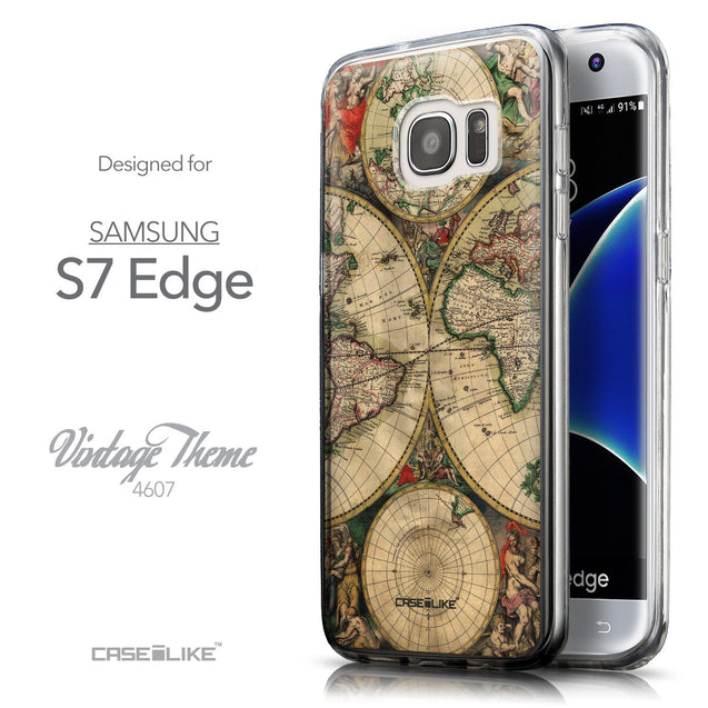 Front & Side View - CASEiLIKE Samsung Galaxy S7 Edge back cover World Map Vintage 4607