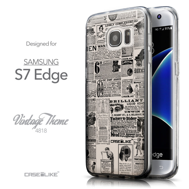 Front & Side View - CASEiLIKE Samsung Galaxy S7 Edge back cover Vintage Newspaper Advertising 4818