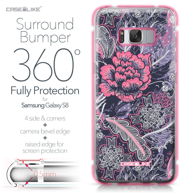 Samsung Galaxy S8 case Vintage Roses and Feathers Blue 2252 Bumper Case Protection | CASEiLIKE.com