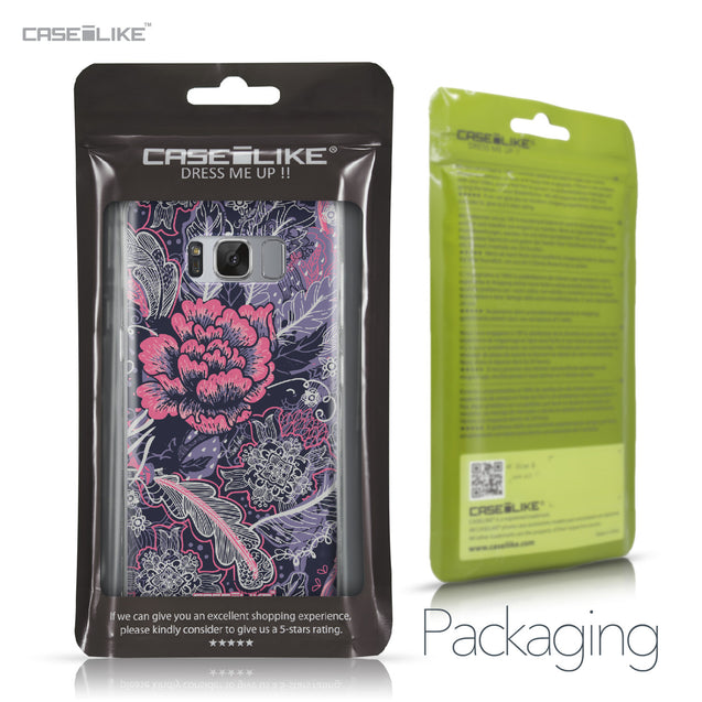 Samsung Galaxy S8 case Vintage Roses and Feathers Blue 2252 Retail Packaging | CASEiLIKE.com