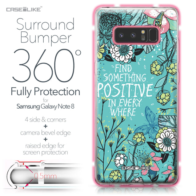 Samsung Galaxy Note 8 case Blooming Flowers Turquoise 2249 Bumper Case Protection | CASEiLIKE.com