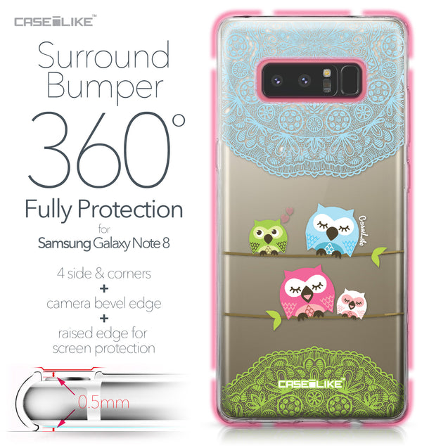 Samsung Galaxy Note 8 case Owl Graphic Design 3318 Bumper Case Protection | CASEiLIKE.com