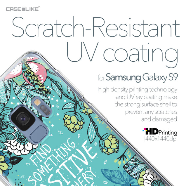 Samsung Galaxy S9 case Blooming Flowers Turquoise 2249 with UV-Coating Scratch-Resistant Case | CASEiLIKE.com
