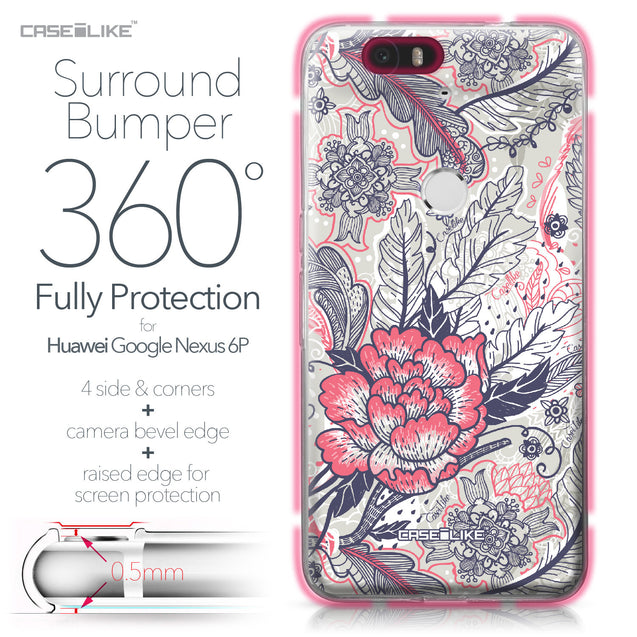 Huawei Google Nexus 6P case Vintage Roses and Feathers Beige 2251 Bumper Case Protection | CASEiLIKE.com