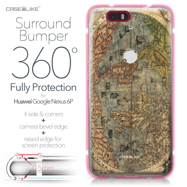 Huawei Google Nexus 6P case World Map Vintage 4608 Bumper Case Protection | CASEiLIKE.com