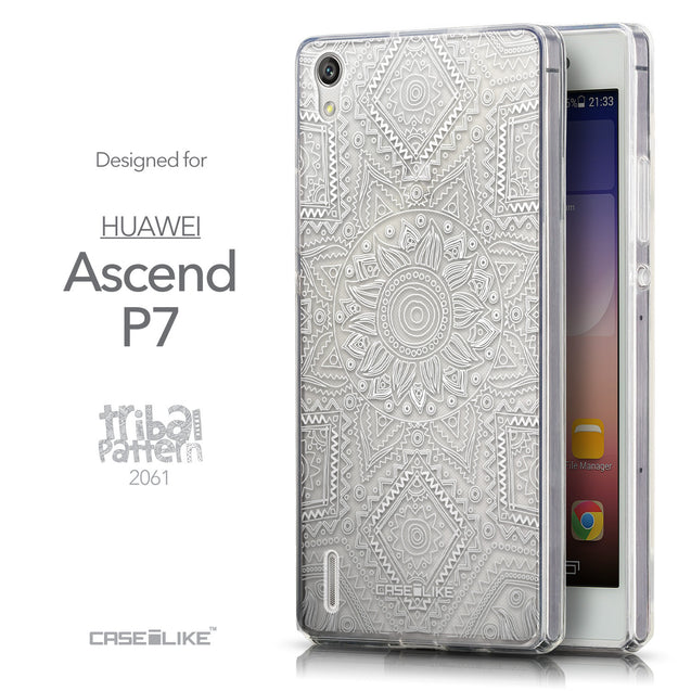 Front & Side View - CASEiLIKE Huawei Ascend P7 back cover Indian Line Art 2061