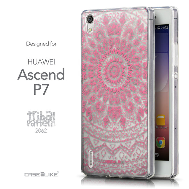 Front & Side View - CASEiLIKE Huawei Ascend P7 back cover Indian Line Art 2062