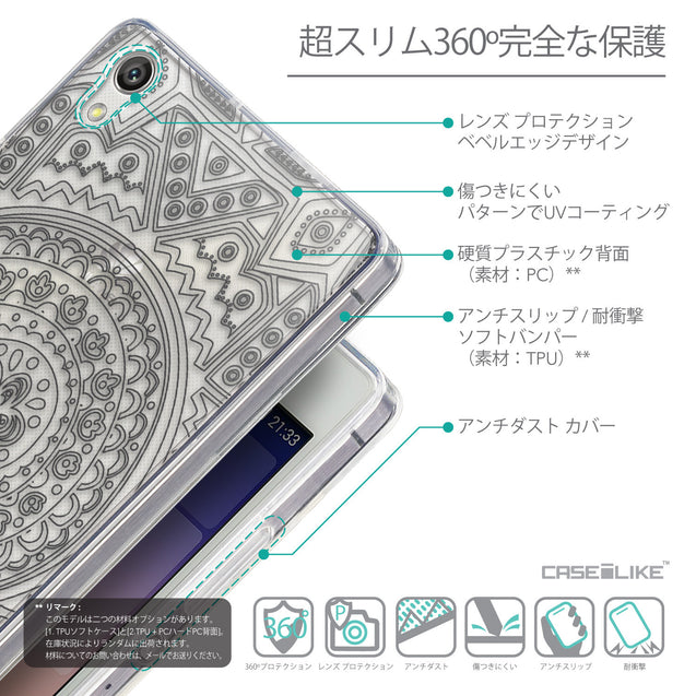 Details in Japanese - CASEiLIKE Huawei Ascend P7 back cover Indian Line Art 2063