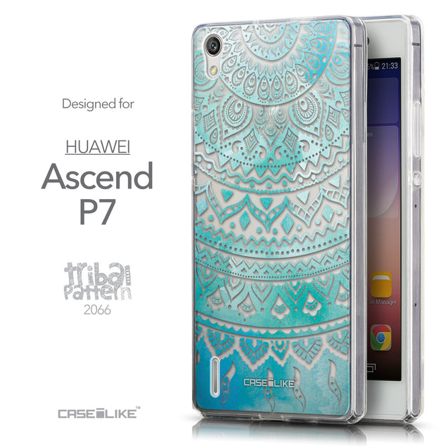 Front & Side View - CASEiLIKE Huawei Ascend P7 back cover Indian Line Art 2066
