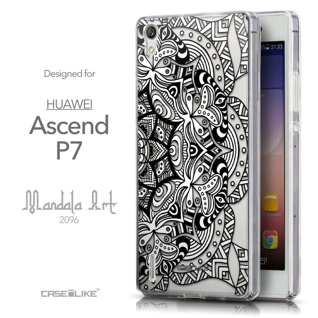 Front & Side View - CASEiLIKE Huawei Ascend P7 back cover Mandala Art 2096