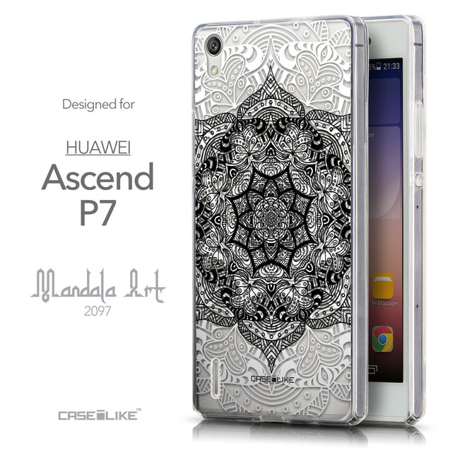 Front & Side View - CASEiLIKE Huawei Ascend P7 back cover Mandala Art 2097