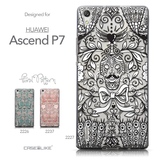 Collection - CASEiLIKE Huawei Ascend P7 back cover Roses Ornamental Skulls Peacocks 2227